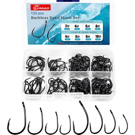 Buy Luroad 120pcs/160pcs Barbless Barbed Carp Coarse Eyed Fishing Hook ...