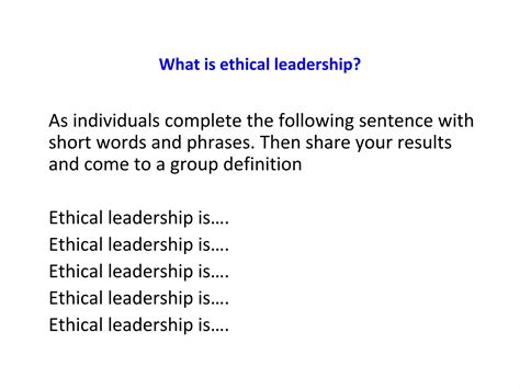 Ethical leadership ppt wip | PPT