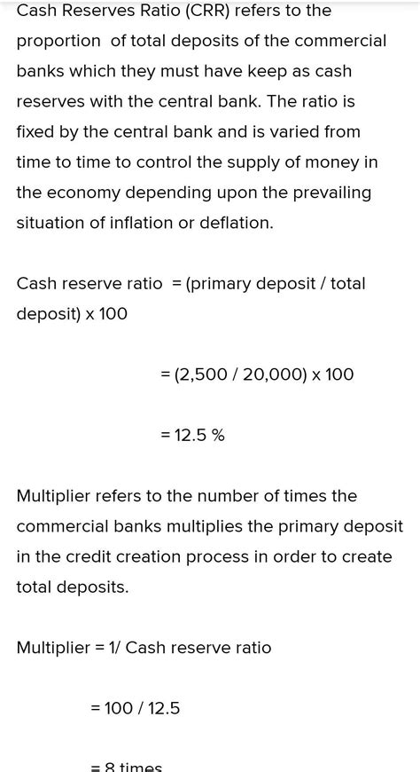 if reserve ratio is 20 % and primary deposit is Rs100 then total what ...
