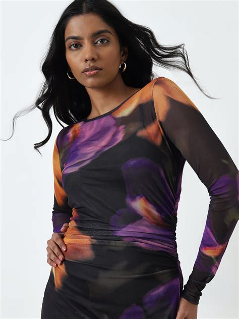 Buy Wardrobe Black Ruched Bodycon Dress with Camisole from Westside