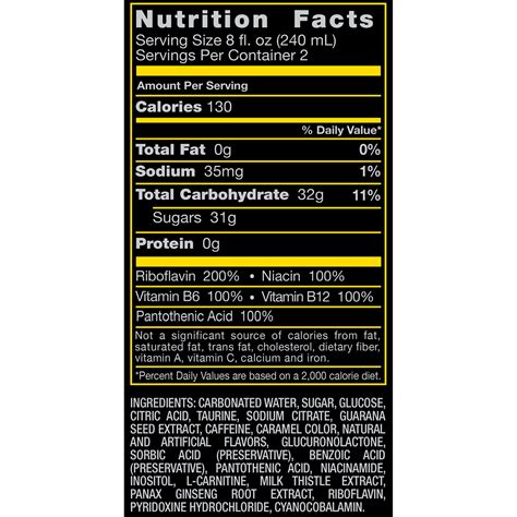 Sugar Free Rockstar Nutrition Information | Besto Blog