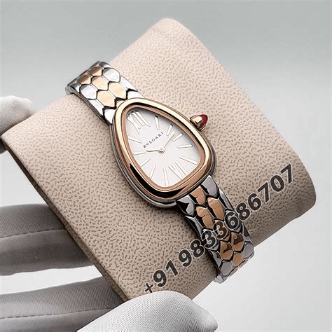 Bvlgari Serpenti Seduttori Rose Gold and Stainless Steel White Dial ...
