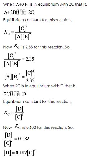 Calculate the value of the equilibrium constant for the reaction: D in ...