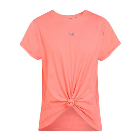 Buy DKNY Women Baby Pink Solid Knotted Hem T shirt Online - 708031 ...
