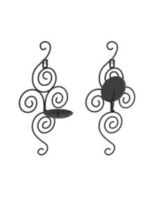 2pcs/Set Black Wall Mounted Candle Holder, Vintage Iron Tea Light ...