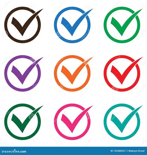Set of Colored Check Mark Icons. Tick Symbol, Tick Icon Vector ...