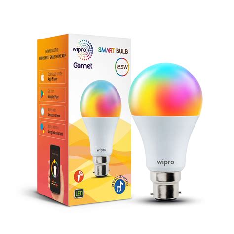 Wipro 12.5W B22D Wi-Fi Smart LED Bulb with Music Sync | Voice Control ...