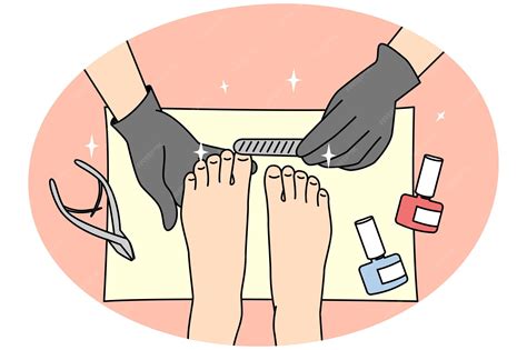 Premium Vector | Closeup of woman get pedicure in salon Female client ...