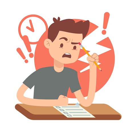 Worried upset teen student on exam | Premium Vector