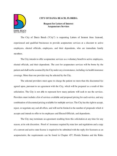 Fillable Online CITY OF DANIA BEACH, FLORIDA Request for Letters of ...