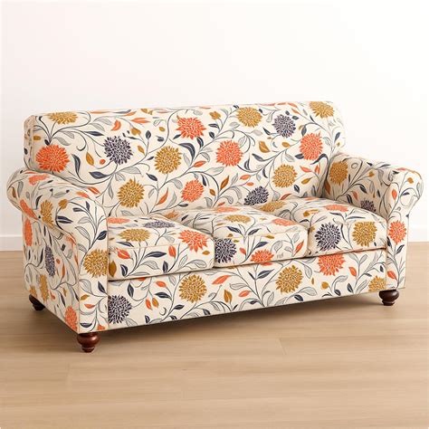 Printed Stretchable Sofa Slipcover with 1/2/3 Pc Separate Seat Cushion ...