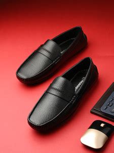 PROVOGUE Provogue Men Black Faux Leather Formal Slip On Loafers Slip On ...