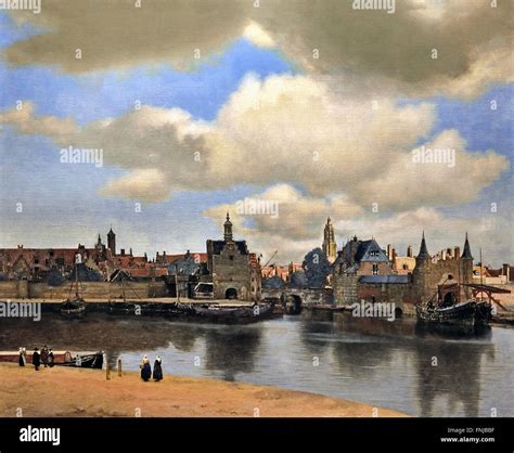 Skyline The View of Delft 1660-1661 Johannes Vermeer or Jan Vermeer ...