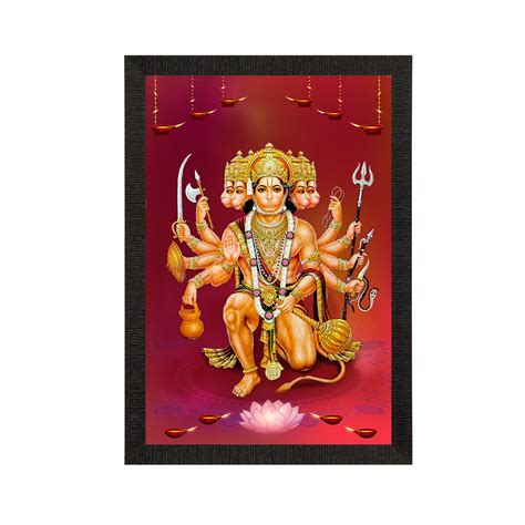Panch Mukhi Lord Hanuman Satin Matt Texture UV Art Painting ...