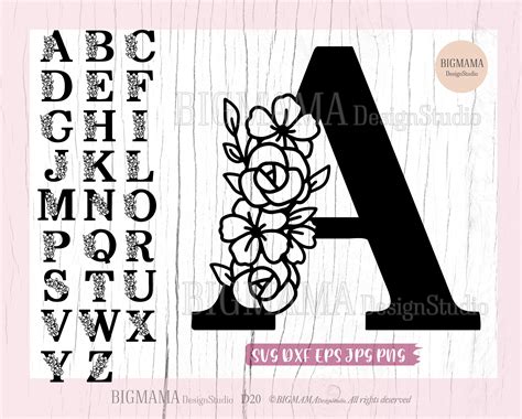 Floral Alphabet Svgflower - Etsy