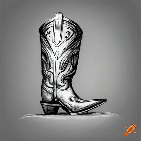 Art deco cowboy boot drawing