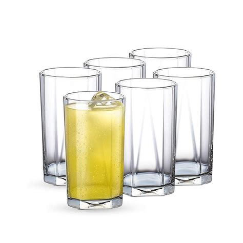 Buy PRABUDDHA Pyramid Hi Ball Glass Tumbler 300Ml - Set of 6 for ...
