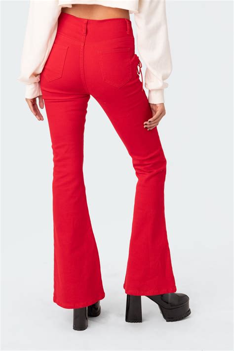 Engine Red Flared Jeans – edikted