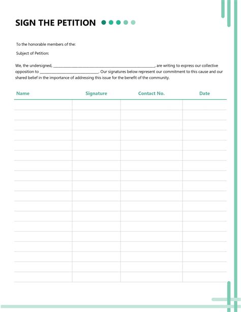Petition Template for Signatures - WordLayouts
