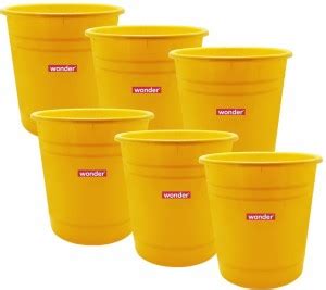 Wonder Plastic WBP 303 Open Dustbin Set, 6 pc 10 Ltr, Yellow Color ...