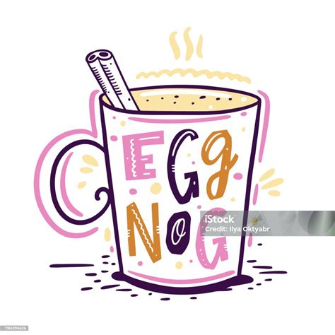 Vetores de Egg Nog No Copo Ilustração Desenhada À Mão Do Vetor Isolado ...