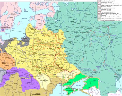 Map of Eastern Europe in the 17th Century