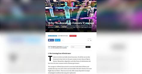 Yuval Noah Harari on Why Technology Favors Tyranny - The Atlantic