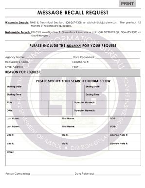 Fillable Online wilenet Message Recall Request Form - Wilenet Fax Email ...