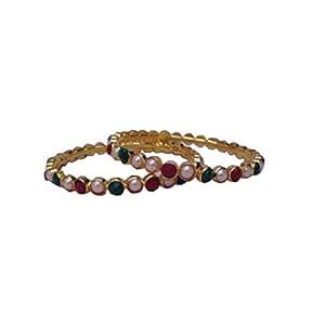 Buy Trendeela.com Aymen Colourful Beads Embelished Pair of Yellow Gold ...