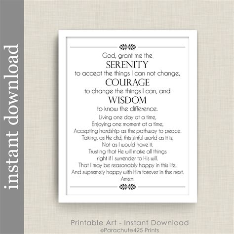 The full serenity prayer printable - victorysaad