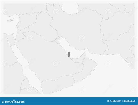 Map of Middle East with Highlighted Qatar Map Stock Vector - Illustration of international ...