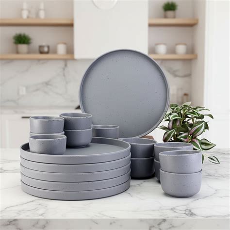 18 pc Dinner Set Thali - Dots Grey – Servewell Dinnerware