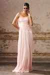 Buy Pink Silk Stones Asymmetric Embellished One Shoulder Maxi Dress For ...