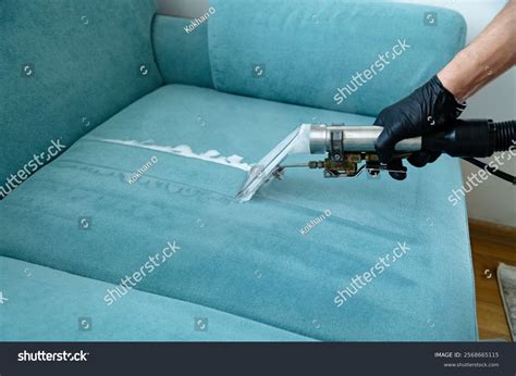 Professional Sofa Cleaning Using Modern Equipment Stock Photo ...