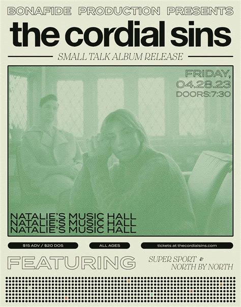 The Cordial Sins 'Small Talk' Album Release featuring North by North ...