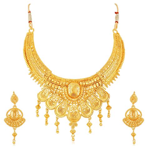 Apara Gold Plated Traditional Choker Necklace Earring One Gram ...