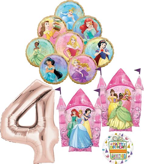 Disney Princess Party Supplies 4th Birthday Balloon Bouquet Decorations ...