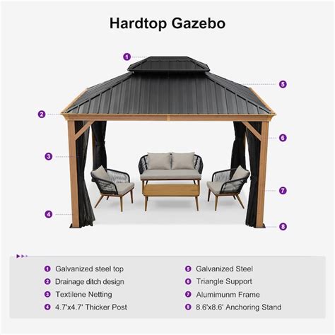 PURPLE LEAF 14-ft x 12-ft Hardtop Gazebo Wood Gazebo with Hardtop Roof ...