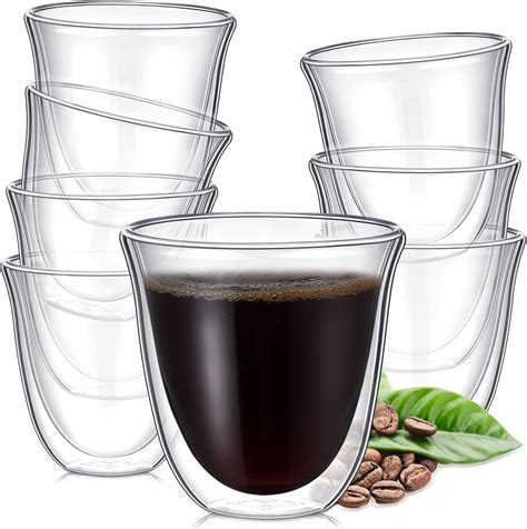 Amazon.com | Espresso Glass Cups Set of 8, Double Wall Espresso Shot ...