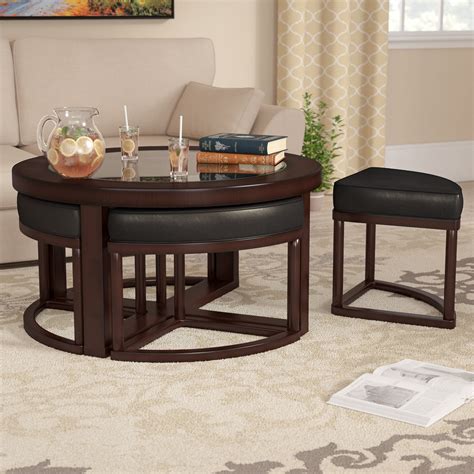 Coffee Table With Stools Underneath | Foter