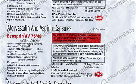 Ecosprin AV 75/40 Capsule: Uses, Side-effects, Price, Dosage & More ...