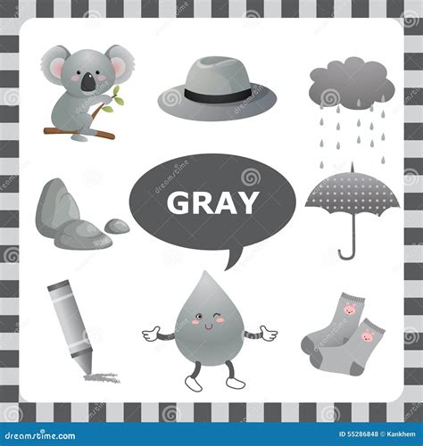 Gray. Learn The Color. Education Set. Illustration Of Primary Co ...