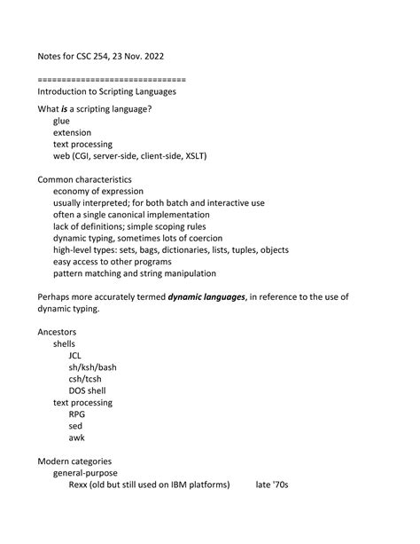 14-scripting - Notes for CSC 254, 23 Nov. 202 2 ...