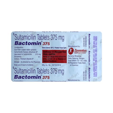 BACTOMIN 375MG TABLET 10'S, Price, Composition & Generic Alternatives ...