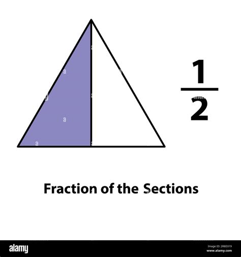 Fraction of the divided into slices 1 by 2. Fractions for Vector flat ...