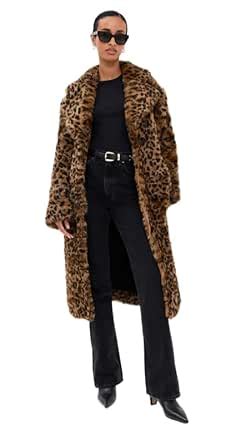 Buy Patakadevi | Leopard Print Faux Fur Long Coat For Women | For ...