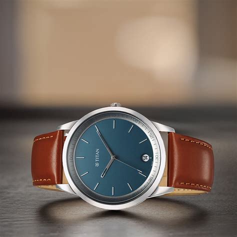 Buy Online Titan Wrist Wit Quartz Analog with Date Blue Dial Leather ...