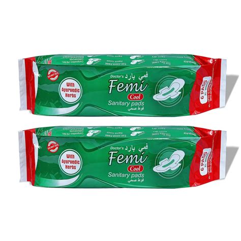 Buy Femi Cool 12 PCs Medicated Sanitary Pad With Ayurvedic Herbs | Pain ...