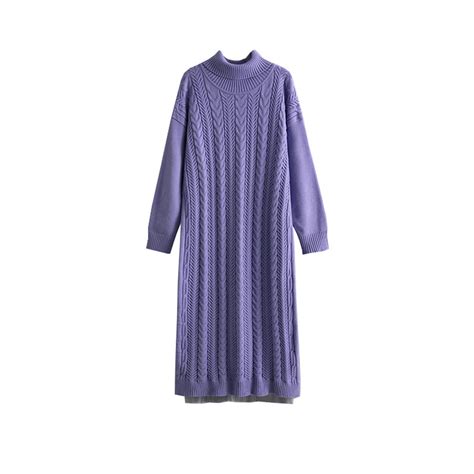 GigrtiJin Women's Turtleneck Sweater Dresses Long Sleeve Knee Length ...