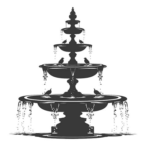 Silhouette garden fountain black color only full | Premium AI-generated ...